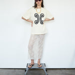 Designer white cotton graphic tee by VARNA with bold abstract motif