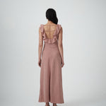 Back view of the Solan check bias Maxi Dress