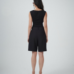 Back view of black tailored shorts